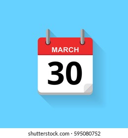 Spiral calendar page with date - 30th of March.