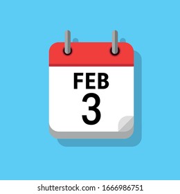 Spiral calendar page with date - 3rd of February.
