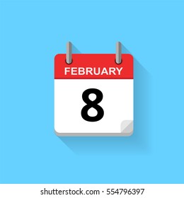 Spiral calendar page with date - 8th of January.