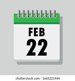 Spiral calendar page with single day 9nd of January. Square icon with shadow. A single calendar page of January. Flat icon on grey background.