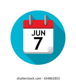 Spiral calendar page with single day of May. Round icon with shadow.