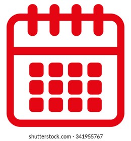 Spiral Calendar vector icon. Style is flat symbol, red color, rounded angles, white background.