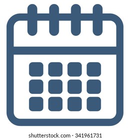 Spiral Calendar vector icon. Style is flat symbol, blue color, rounded angles, white background.