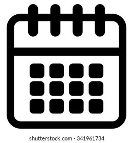 Spiral Calendar vector icon. Style is flat symbol, black color, rounded angles, white background.