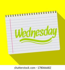 Spiral calendar wednesday notebook notepad long shadow vector