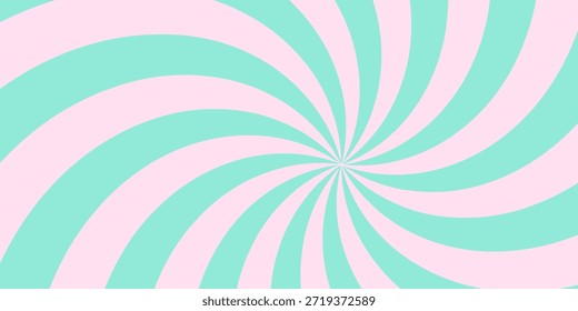 Spiral Candy Hintergrund mit blau und rosa Eis Whirlpool. Comic Twist Psychedelic Bg. Karneval Platful Kulisse mit kreisförmigen Wellenlinien. Abstraktes Whirlpool-Muster für Geburtstagsflyer, Poster.