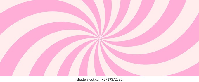 Spiral Candy Hintergrund mit Eis rosa Whirlpool. Comic Twist Psychedelic BG Wavy Lines. Karneval mit plateauischer Kulisse mit kreisförmigen Sonnenstrahlen. Abstraktes Whirlpool-Muster für Geburtstagsflyer, Poster.