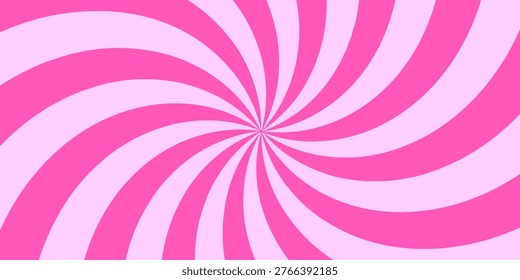 Spiral Candy Background with ice cream pink whirlpool. Comic Twist Psychedelic Bg Wavy Lines. Carnival Platful Backdrop with Circular Sun Rays. Abstract Whirlpool Pattern for Birthday Flyer, Poster.