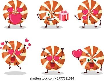 Spiral candy cartoon character with love cute emoticon