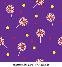 Spiral Candy Seamless Pattern background isolated in white Purple for fabric textile
