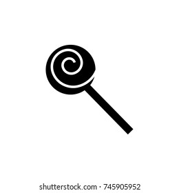 Spiral candy. simple black eating icon Can be used as web element, eating design icon Lollipop icon on white background