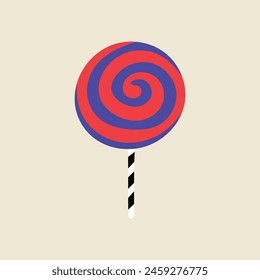 Spiral candy sweet treat, Halloween element in modern flat, line style. Hand drawn illustration