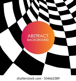 Spiral checkered abstract black and white vector background