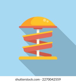 Spiral child slide icon flat vector. Water park. Family recreation