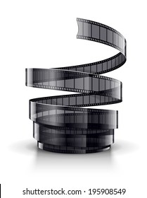 Spiral of cinematography film tape. Eps10 vector illustration. Isolated on white background