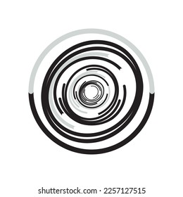 spiral circle, black-white, 3d vector design