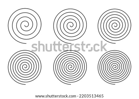 Spiral Circle Curves Vector Illustration Set