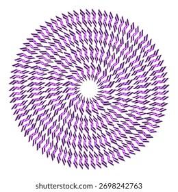 Spiral circle element. Concentric wave pattern. Rotation Vector shape. Violet yellow detail. EPS 10.
