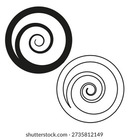 Spiral circle icon. Hypnotic swirl symbol. Round twirl Vector. Helix shape. EPS 10.
