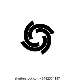 Spiral circle logo. Circular swirl twirl round black icon vector