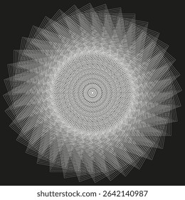 Spiral circle pattern. Abstract Vector form. Radial line composition. Hypnotic monochrome graphic.