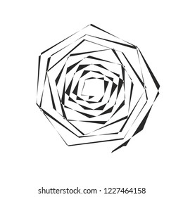 spiral circle round shape vector design element template black isolated on white sign symbol icon with zig zag effect