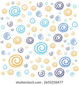 Spiral circle seamless colorful hand drawn pattern	
