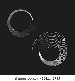 Spiral circle shapes. Abstract dynamic forms. Curving line patterns. Vector motion graphics.