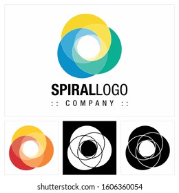 Spiral (Circle) Vector Symbol Company Logo (Logotype). Concentric Color Gradient Three Elements (Shapes) Style Icon Illustration. Elegant and Modern Identity Concept Design Idea Template (Brand). 