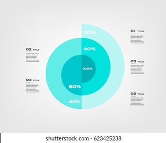 Spiral circular chart color infographics step by step in a series of circle. Element of chart, graph, diagram with 5 options - parts, processes. Vector business template for presentation