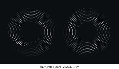 Spiral circular rhythm sound wave on dark background.