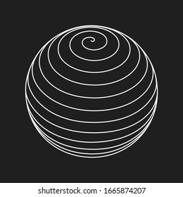 Spirale, kreisförmige rotierende Linien. Weitrahmen-Kugel-Objekte. Netzwerk-Linie, HUD Design-Sphäre.