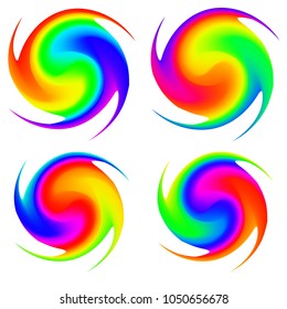 Spiral color vector. Round cycle icons. Multicolored paints wrapped in the side.