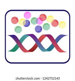 Spiral, colored balls. Molecule. Application icon. Vector