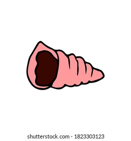 Spiralfarbene Muschel, handgezeichnet im Doodle-Stil. Shell-Line-Symbol auf weißem Hintergrund. Färben