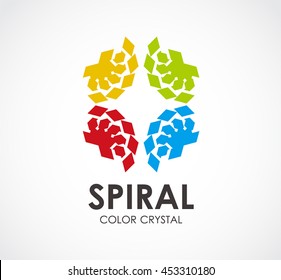 Spiral of colorful crystal abstract vector and logo design or template group business icon of company identity symbol concept