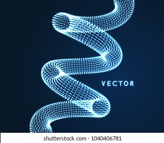 Spiral. Connection Structure. Abstract grid design. 3d vector Illustration for science, technology. 