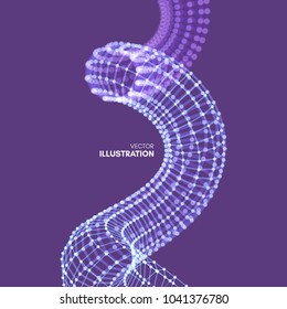 Spiral. Connection Structure. Abstract grid design. 3d vector Illustration for science, technology. 