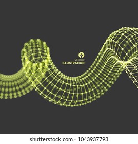 Spiral. Connection Structure. Abstract grid design. 3d vector Illustration for science, technology. 