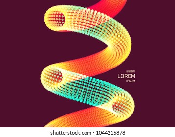 Spiral. Verbindungsstruktur. Abstraktes Gitterdesign. 3D-Vektorgrafik für Wissenschaft, Technologie. 