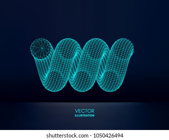 Spiral. Connection Structure. Abstract grid design. 3d vector illustration for science, technology.