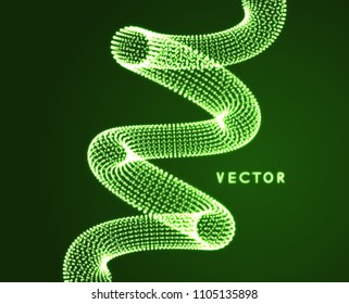 Espiral. Estructura de conexión. Diseño abstracto de cuadrícula. 3d vector Ilustración para la ciencia, la tecnología. 