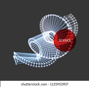 Spiral. Connection structure. Abstract grid design. 3d vector Illustration for science, technology. 