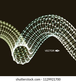 Spiral. Connection Structure. Abstract grid design. 3d vector Illustration for science, technology. 