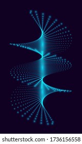 Spiral. Connection Structure. Abstract vector object made of particles. 3d vector Illustration for science, technology.