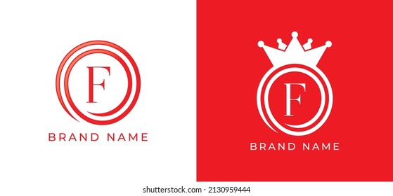 Spiral Crown Logo icon symbol Design with Letter F. Vector logo template