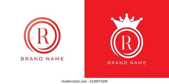 Spiral Crown Logo icon symbol Design with Letter R. Vector logo template