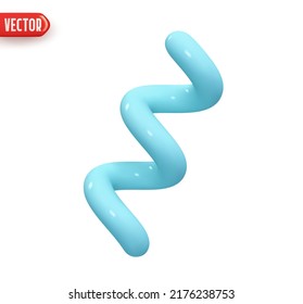 Spiral curve line decorative element blue color  Realistic 3d design In plastic cartoon style  Isolated white background  Vector illustration