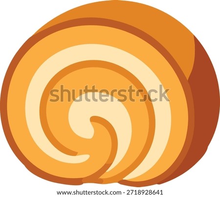 A spiral cut slice of vanilla swiss roll showing creamy swirl and soft sponge.