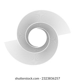 Spiral with dark lines as dynamic abstract vector background or logo or icon. Yin and Yang symbol.